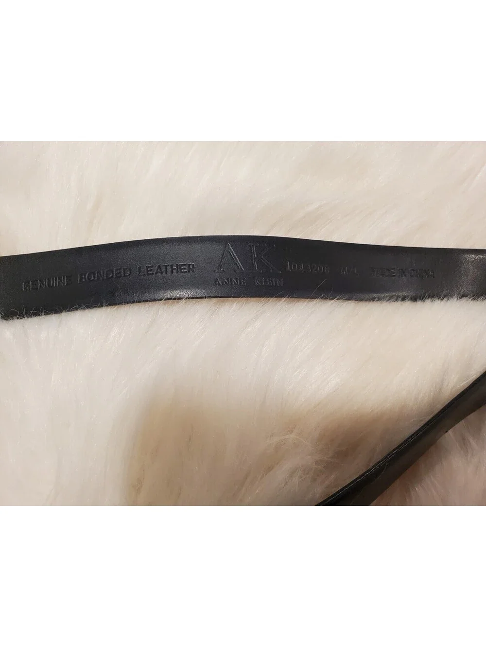 Anne Klein M/L Black Bonded Leather Belt Silver Clip Buckle Adjustable NWT
